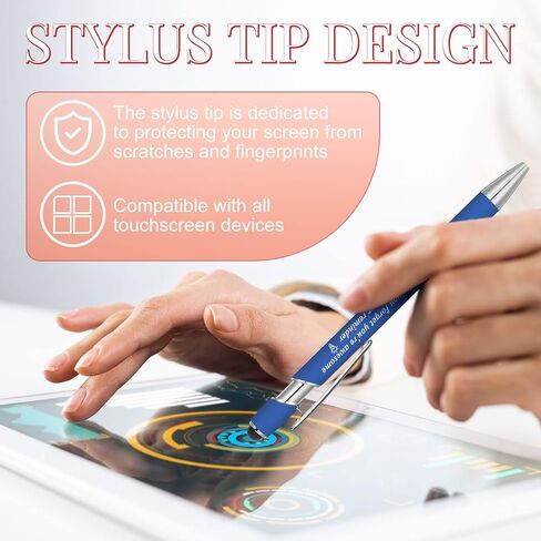 Colarr 12 Pcs Employee Appreciation Pen Ballpoint Pen with Stylus Tip Pen 1.0 mm Black Ink Multicolor Smooth Pen Motivational Pen 2 in 1 Ballpoint Pen for Coworker Thank You Gift (You're Awesome) in Kuwait