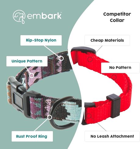 Embark Urban Dog Collar – Dog Collar Stylish & Durable Nylon Dog Collar for Large Dogs, Small Dogs & Medium Dogs.Comfortable Pet Collar Strong Buckles for Any Size Breed |Puppy Collars| in Kuwait