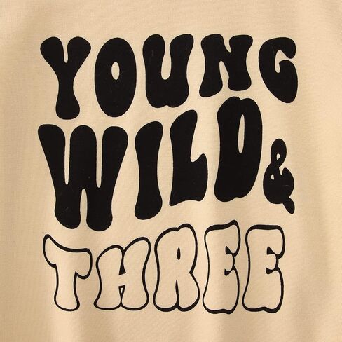 IZYJOY Young Wild and Three Shirt Toddler Baby Girls 3rd Birthday T-Shirts Retro Rainbow Birthday Outfit 3 Year Old Party Tee in Saudi Arabia