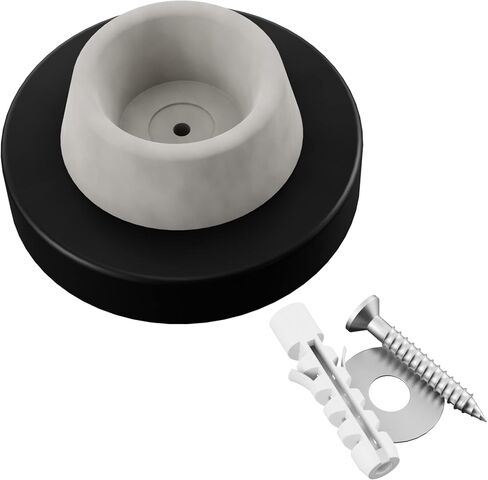 Stainless Steel & Rubber Wall-Mounted Door Stopper by NYCO Architectural Hardware- Heavy Duty Round Door Bumper for Wall & Door Protection- Modern Universal Door Slam Stopper (Satin Chrome US26D) in Kuwait