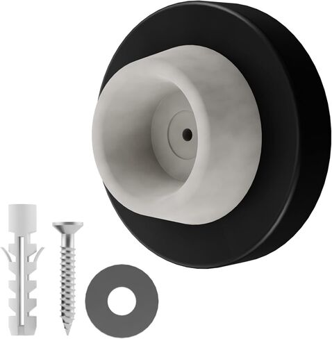 Stainless Steel & Rubber Wall-Mounted Door Stopper by NYCO Architectural Hardware- Heavy Duty Round Door Bumper for Wall & Door Protection- Modern Universal Door Slam Stopper (Satin Chrome US26D) in Kuwait