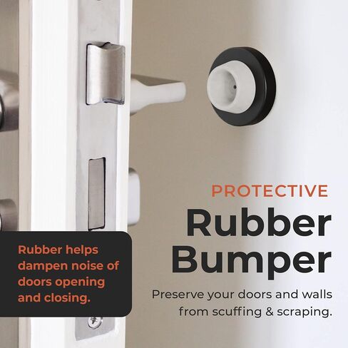 Stainless Steel & Rubber Wall-Mounted Door Stopper by NYCO Architectural Hardware- Heavy Duty Round Door Bumper for Wall & Door Protection- Modern Universal Door Slam Stopper (Satin Chrome US26D) in Kuwait