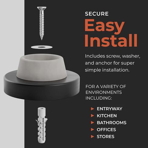 Stainless Steel & Rubber Wall-Mounted Door Stopper by NYCO Architectural Hardware- Heavy Duty Round Door Bumper for Wall & Door Protection- Modern Universal Door Slam Stopper (Satin Chrome US26D) in Kuwait