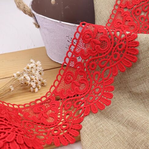 IDONGCAI Venice Lace Trim 4 Inch Wide Lace Trim Lace Edge Trim Floral Venice Lace Ribbon Embroidered Lace Wedding Applique DIY Sewing Crafts(Dark Green) in Saudi Arabia