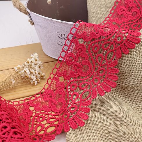IDONGCAI Venice Lace Trim 4 Inch Wide Lace Trim Lace Edge Trim Floral Venice Lace Ribbon Embroidered Lace Wedding Applique DIY Sewing Crafts(Dark Green) in Saudi Arabia