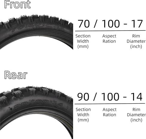 70/100-17 2.50/2.75-17 Motorcycle Tire and Inner Tube Off Road Fit for Coolster TaoTao 110cc 125cc 140cc QG-214 X-M125 125cc C70 CL70 CR80 CR80R CR80RB CRF80F CRF100F CRF125F CRF150R CT90 CT110 XR100R in Kuwait