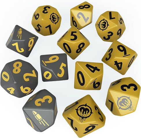 Modiphius Entertainment: Fallout Factions: Dice Sets - The Disciples - 12 Engraved Dice, Tabletop Miniatures Game Accessory, Officially Licensed in Saudi Arabia
