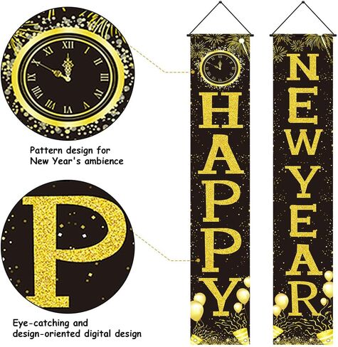 New Years Decorations, Happy New Year Banner 2025, New Years Eve Party Supplies，Happy New Year Backdrop, New Years Eve Banners, Front Porch Sign Door Banner, NYE Party Supplies Decoration 2025 in Saudi Arabia