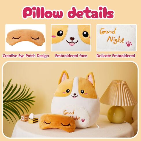 bstaofy لطيف يونيكورن لينة وسادة أفخم مع قناع العين القابل للإزالة اسفنجي يونيكورن وسادة الحيوان المحشوة تعانق قيلولة وسادة عيد الحب عيد الميلاد هدايا عيد ميلاد للأطفال الصغار، 12 بوصة in Kuwait