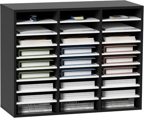 VEVOR 27 Compartments Wood Literature Organizer, Adjustable Shelves, Medium Density Fiberboard Mail Center, Office Home School Storage for Files, Documents, Papers, Magazines, Brown in Saudi Arabia