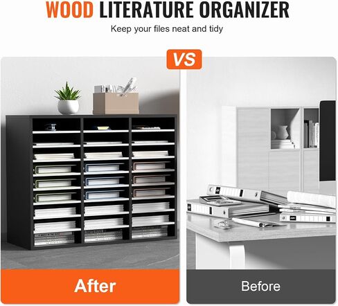 VEVOR 27 Compartments Wood Literature Organizer, Adjustable Shelves, Medium Density Fiberboard Mail Center, Office Home School Storage for Files, Documents, Papers, Magazines, Brown in Saudi Arabia