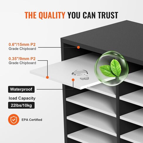 VEVOR 27 Compartments Wood Literature Organizer, Adjustable Shelves, Medium Density Fiberboard Mail Center, Office Home School Storage for Files, Documents, Papers, Magazines, Brown in Saudi Arabia