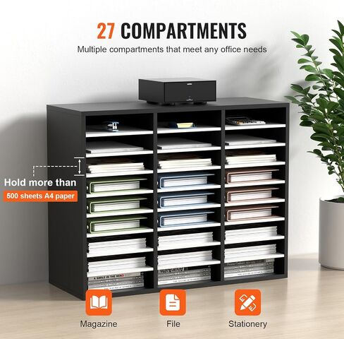 VEVOR 27 Compartments Wood Literature Organizer, Adjustable Shelves, Medium Density Fiberboard Mail Center, Office Home School Storage for Files, Documents, Papers, Magazines, Brown in Saudi Arabia