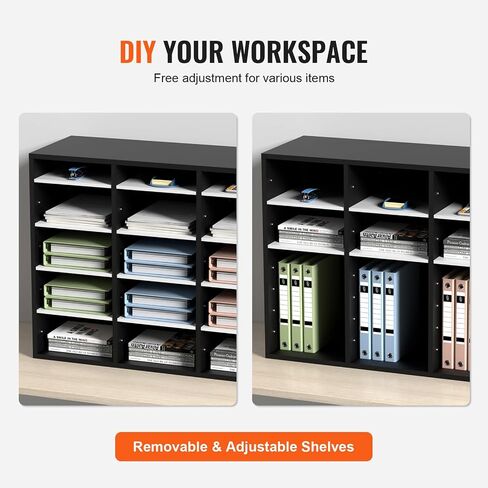 VEVOR 27 Compartments Wood Literature Organizer, Adjustable Shelves, Medium Density Fiberboard Mail Center, Office Home School Storage for Files, Documents, Papers, Magazines, Brown in Saudi Arabia