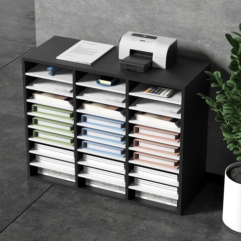 VEVOR 27 Compartments Wood Literature Organizer, Adjustable Shelves, Medium Density Fiberboard Mail Center, Office Home School Storage for Files, Documents, Papers, Magazines, Brown in Saudi Arabia