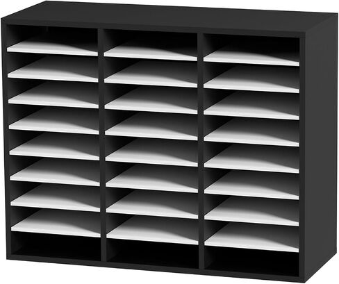 VEVOR 27 Compartments Wood Literature Organizer, Adjustable Shelves, Medium Density Fiberboard Mail Center, Office Home School Storage for Files, Documents, Papers, Magazines, Brown in Saudi Arabia