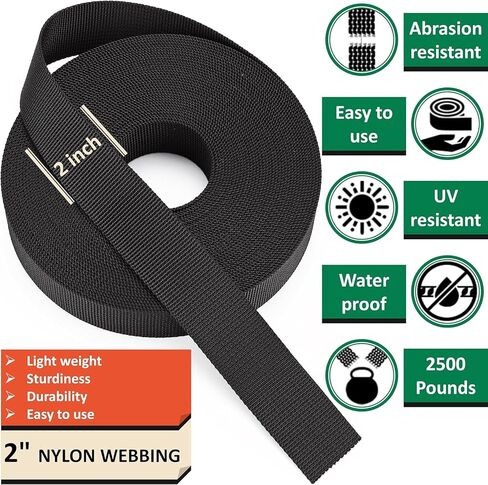 Asobilor 1 Roll 10Yards Nylon Webbing Fastening Straps Flat for Chairs,Hammocks,Towing,Outdoor Climbing and DIY Making Luggage Strap,Backpack Repairing (1.5 inch Wide) in Kuwait