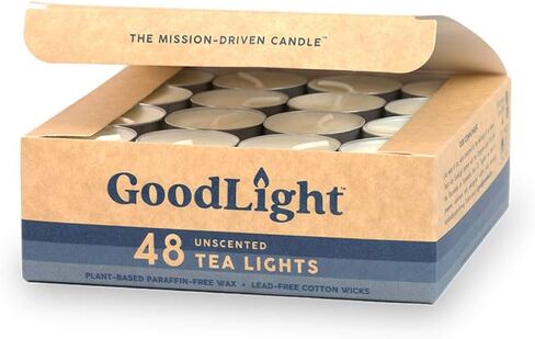 GoodLight Paraffin-Free Tea Light Candles, Made from Vegan Palm Wax, Clean-Burning, All-Natural Unscented Tealight Candles, 4-Hour Burn Time 100 CT in Kuwait