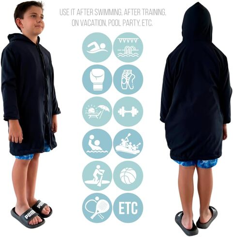 MACAR sport TOWEL swimming parka, waterproof fabric on the outside, dry jacket for kids and adults in Saudi Arabia