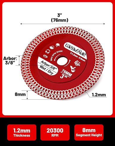 4 in Super Thin Diamond Porcelain Saw Blades,Ceramic Cutting Disc Wheels | Fast,Clean Cuts with Great Life & Speed,for Granite Marble Ceramic Tiles,7/8"-5/8" Arbor,5Pcs/Lot in Kuwait