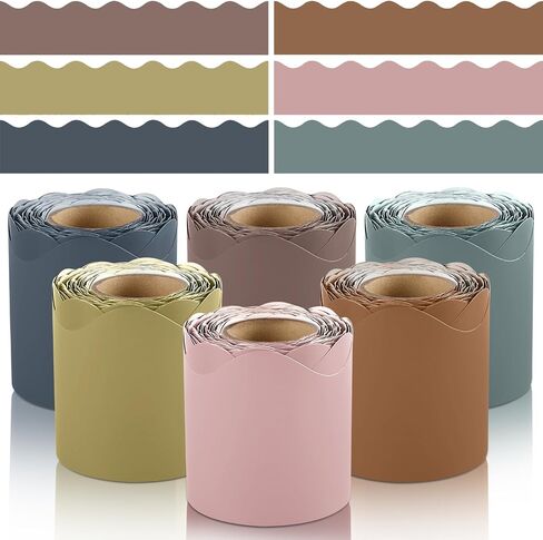 6 Rolls 198 Ft Bulletin Board Borders for Classroom, Bulletin Board Paper Roll Scalloped Classroom Borders, Colorful Decoration Bulletin Board Border for Classroom Decor,Home Decor,Party in Kuwait