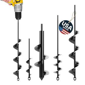 K-Brands Auger Drill Bit for Planting 4 Pack – Garden Spiral Hole Drill and Bulb Planter Tool - Bedding Plants, Umbrella Holes – for 3/8 Inch Hex Drive Drill