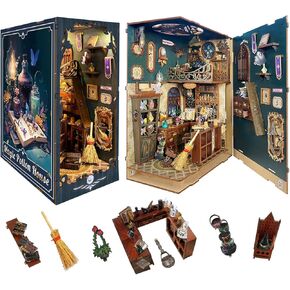 Book nooks DIY Dollhouse kit for Adults Bookshelf Decor with LED Lights 3D Wooden Puzzle Model booknooks Kits Gifts for Family, Friends SQ-03 (Caramel Dreams)
