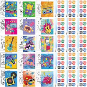 Sherr 15 Pack Canvas Painting Pre Drawn Stretched Set Afro Queen Cotton Canvas 8 x 10 Inch with 15 Pcs Acrylic Paint Strips and 45 Paintbrushes for Black Art Sip Party Supplies DIY (Classic Style)