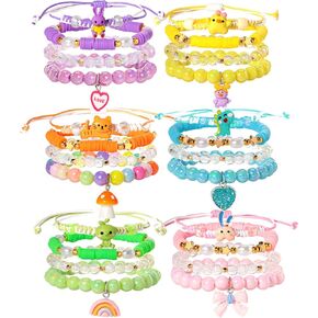 PinkSheep Bracelets for Girl Kids 12PC Jewelry for Little Girl Unicorn Friendship Bracelets Unicorn Flower Pink Sheep Bracelets Baby Girl Teen Bracelet Princess Party Favors
