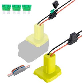 Power Wheel Adapter for Ridgid AEG 18V Hyper li-ion Battery with Fuse & Wire terminals, Power Connector for Rc Car, 14 Gauge Robotics, Rc Truck, DIY use, Work for Rigid L1815R B1820R L1830R Battery