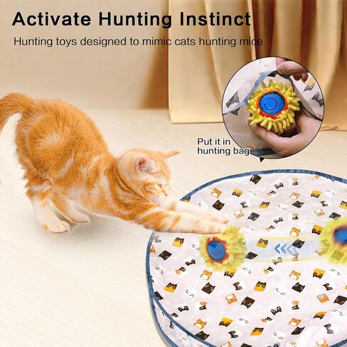 Interactive Cat Toys for Indoor Cats Cat Gifts Sea Urchin Smart Bounce Ball Fast Rolling with Light Automatic Moving Cat Toy Hide and Seek Game in Square Pouch for Cat for Cat in Kuwait