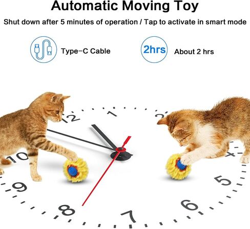Interactive Cat Toys for Indoor Cats Cat Gifts Sea Urchin Smart Bounce Ball Fast Rolling with Light Automatic Moving Cat Toy Hide and Seek Game in Square Pouch for Cat for Cat in Kuwait