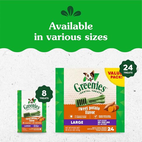 GREENIES Large Natural Dog Dental Care Chews Oral Health Dog Treats Fresh Flavor, 12 oz. Pack (8 Treats) in Saudi Arabia
