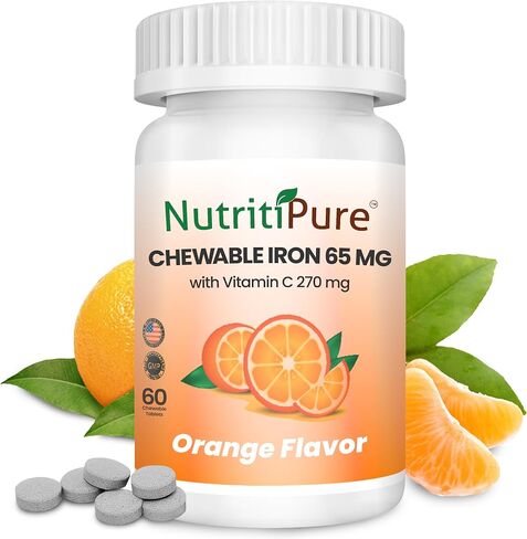 حديد قابل للمضغ 65 مجم مع فيتامين ج 270 مجم - قرص بنكهة البرتقال 60 قطعة × زجاجتين (عبوة مزدوجة) in Kuwait