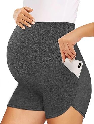 Peauty Maternity Shorts Over The Belly with Pockets, Pregnancy Lounge Shorts, Before, During After Pregnancy in Saudi Arabia