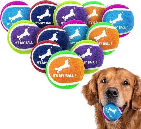 EXPAWLORER Dog Squeaky Tennis Balls for Dogs Set of 12 for Pet Playing and Training 2.5" in Kuwait