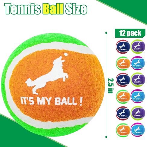 EXPAWLORER Dog Squeaky Tennis Balls for Dogs Set of 12 for Pet Playing and Training 2.5" in Kuwait
