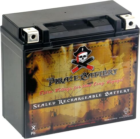 Pirate Battery YB14L-A2 Conventional Replacement Battery for Motorcycle and Snowmobile: 12 Volts, 1.4 Amps, 14Ah, Nut and Bolt (T3) Terminal in Kuwait