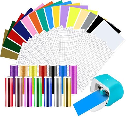 فينيل ذكي دائم لـ Cricut Joy، 36 ورقة (5.5 × 12 بوصة) فينيل لاصق حرفي، حزمة من 15 لونًا من الفينيل لملصقات اللافتات والجدران والأبواب والنوافذ in Saudi Arabia
