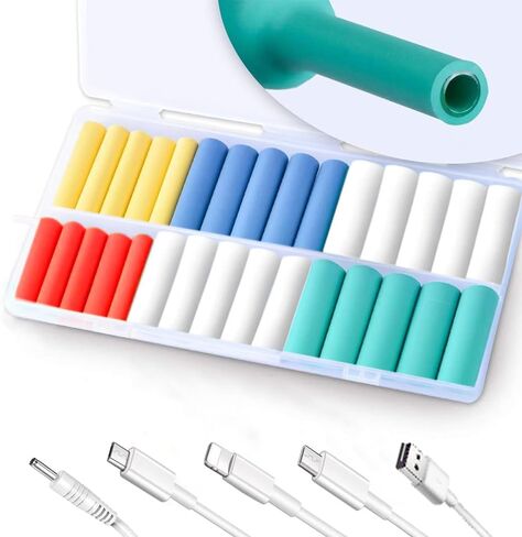 HUNANBANG 30 قطعة واقي شاحن، واقي الكابل، واقي سلك الشاحن الحلزوني، موفر سلك الكابل المرن، مجموعة أسلاك كابل لف الأنبوب للاستخدام بنفسك in Kuwait