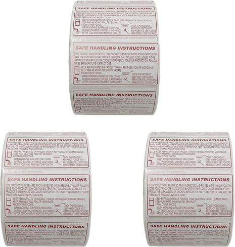 LST800S Food Safe Handling Instructions Label, Meat, Chicken Packaging Instructions,1000 Labels, Size 58 x 30mm, 2.25 x 1.125 inches, 1 Roll in Kuwait