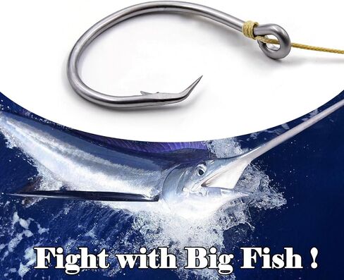 خطافات دائرة FishTrip للمياه المالحة، خطافات صيد في الخط 3X قوية لسمك السلور 25 قطعة، أسود/فولاذ عالي الكربون/غير إزاحة/عين مغلقة/فجوة واسعة لسمك السلمون المخطط in Saudi Arabia