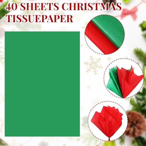 Cholemy 40 Pack Christmas Gift Bags with Tissue Paper Bulk Reusable Christmas Tote Bags with Handles Kraft Christmas Goody Bags for Xmas Wrapping Candy Goodie Party, 8 Styles (Small, Medium, Large) in Saudi Arabia