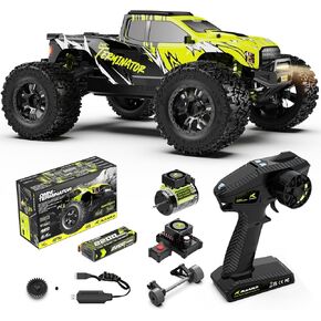 AMORIL 1/10 RTR سيارات RC سريعة بدون فرش للبالغين، بحد أقصى 50 ميل في الساعة شاحنة الوحش الكهربائية على الطرق الوعرة، مقاومة للماء عالية السرعة RC سيارة 4WD سيارة تحكم عن بعد مع 3S Lipo، أخضر