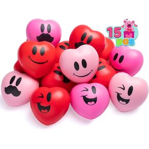 JOYIN 15 قطعة من كرات تخفيف التوتر على شكل قلب لعيد الحب مقاس 3 بوصات لحفلات الأطفال، هدية لتبادل جوائز الفصول المدرسية