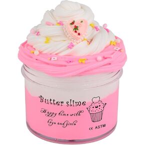 Butter Slime Kit for Girls,Pink Cake Slime for Boys,Super Soft and Non Sticky Slime,Scented Slime Party Favors(7OZ 200ML)