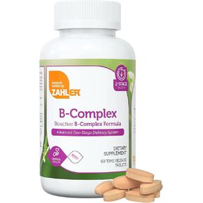Zahler B Complex, Vitamin B Complex with All 8 Bioactive B Vitamins, Time Release Two Stage Delivery System, Certified Kosher, 60 Tablets