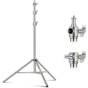 NEEWER 118"/3m Stainless Steel Light Stand, Spring Cushioned Heavy Duty Photography Tripod Stand with 1/4" to 3/8" Universal Screw Adapter for Strobe, LED Video Light, Ring Light, Monolight, Softbox