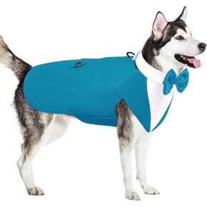 AOFITEE Dog Tuxedo Formal Dog Suit and Bandana Set, Gentle Dog Wedding Party Suit Bow Tie Shirt Vest, Pet Tuxedo Costume Outfit with Detachable Bowtie Collar for Christmas Halloween Dress Up