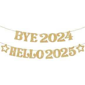 KatchOn Glitter Bye 2023 Hello 2024 Banner - 10 Feet, No DIY | Happy New Year Banner for Happy New Year Decorations 2024 | New Years Banner 2024 for NYE Decorations 2024 | New Years Eve Party Supplies 2024